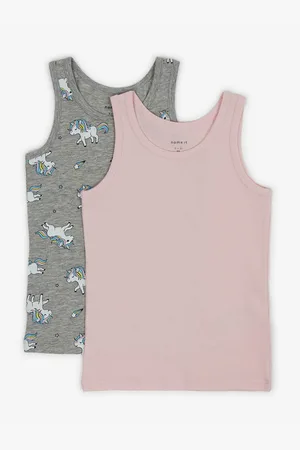 NAME IT Sada dvou holčičích tílek v šedé a růžové barvě Unicorn - Holky
