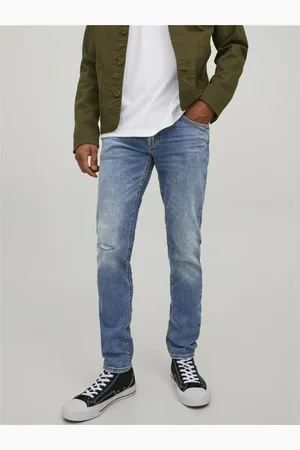 JACK & JONES Modré slim fit džíny s vyšisovaným efektem Liam - Pánské