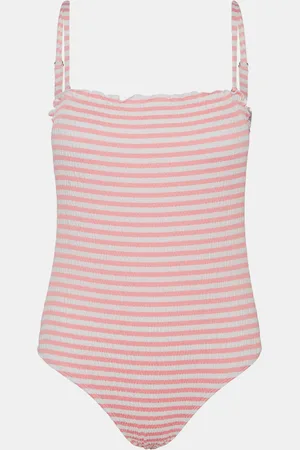 VERO MODA Bílo-růžové pruhované jednodílné plavky Emily - Dámské