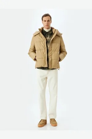 Koton Slim Fit Hooded Faux Leather Puffer Jacket