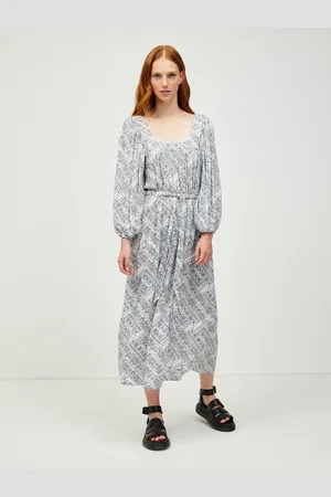 VERO MODA Černo-bílé vzorované maxišaty Peace - Dámské