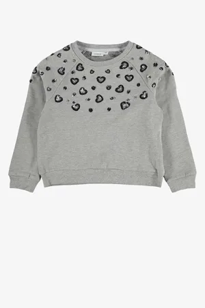 NAME IT Šedá holčičí mikina se zdobením Negis - unisex