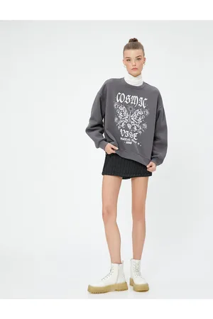 Koton Printed Sweatshirt Comfortable Fit Crew Neck Long Sleeve