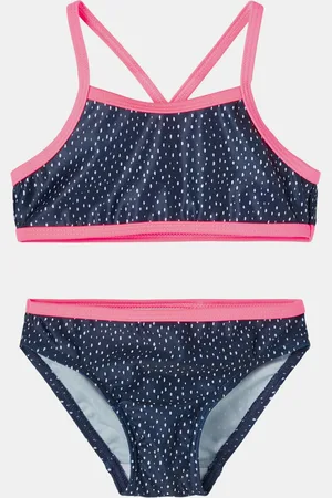 NAME IT Tmavě modré holčičí vzorované dvoudílné plavky Felisia - unisex
