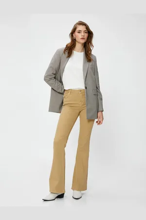 Koton Spanish Leg Trousers Gabardine Fabric Slim Fit Pocket Detailed Cotton