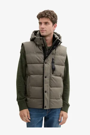 TOM TAILOR Khaki pánská prošívaná vesta - Pánské