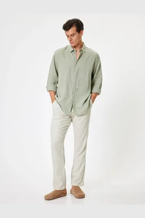 Koton Linen Trousers Chino Pocket Detail Buttoned