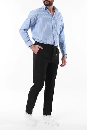 Trendyol Black Slim Fit Waist Tie Detail Elastic Fabric Woven Trousers