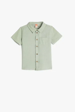 Koton Shirt Linen Blended Short Sleeve Single Pocket Detailed