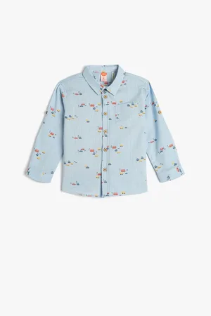 Koton Car Printed Shirt Long Sleeve Cotton Pocket Detailed