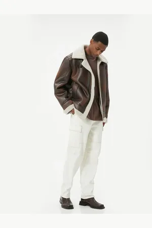 Koton Faux Leather Biker Jacket with Distressed Look Fur Collar and Pockets