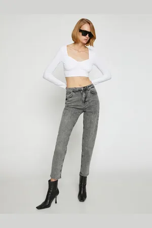 Koton Džíny s vysokým pasem Vysoký pas Mírně úzká noha - Mom Slim Jean