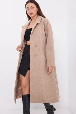 Bigdart 9113 Oversize Wide Cut Wool Long Cashmere Coat - Biscuit