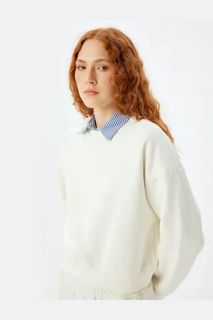 Koton Three Thread Raised Crew Neck Cotton Basic Sweatshirt