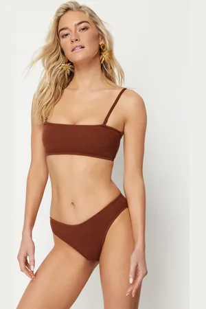 Trendyol Brown Textured Regular Bikini Bottom