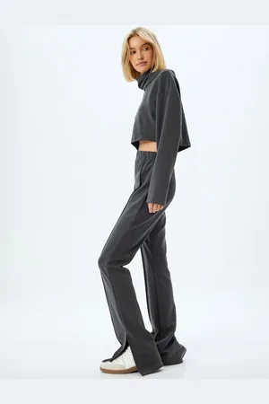 Koton Modal Tracksuit Trousers Ribbed Slit Detail