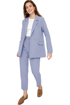 Trendyol Light Blue Blazer Jacket-Pants Woven Bottom-Top Set