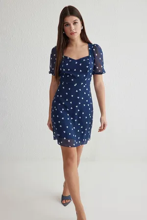 Trendyol Dark Navy Heart Mini Woven Dress