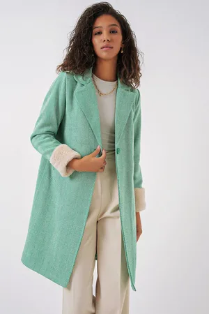Bigdart 9085 Herringbone Cashmere Coat - E.Green