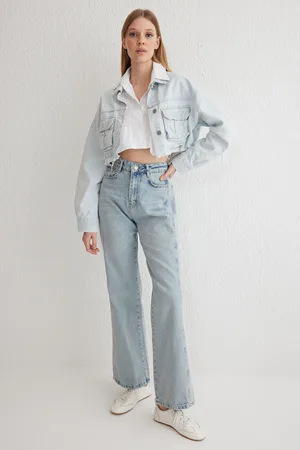 Trendyol Light Blue High Waist Wide Leg Jeans