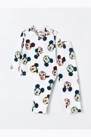 LC Waikiki Shirt Collar Long Sleeve Mickey Mouse Printed Baby Boy Pajamas Suit