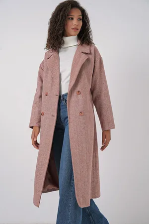 Bigdart 9113 Oversize Wide Cut Wool Long Cashmere Coat - Salmon