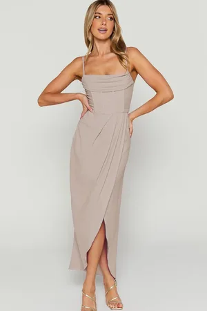 MADMEXT Beige Degaje Collar Strap Dress