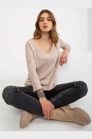 Ex moda Blouse-EM-BZ-ES-21-609.10X-beige