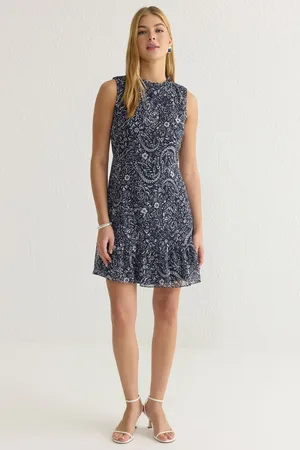 Trendyol Dark Navy Blue Plain Mini Woven Dress