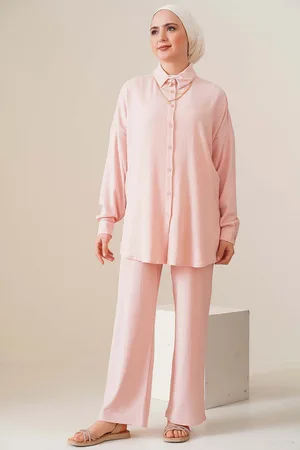 Bigdart T5858 Knitted Hijab Double Suit - Powder