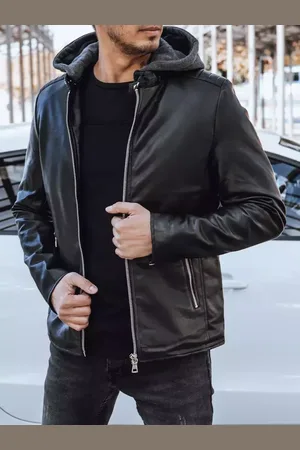D-Street Černá pánská koženková bunda biker