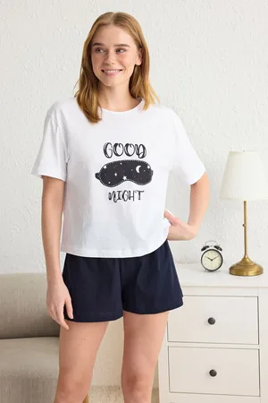Trendyol White Plain Jersey Knitted Pajama Set