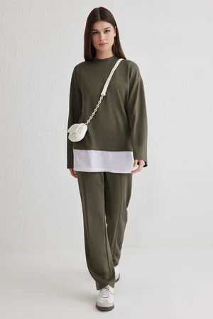 Trendyol Khaki Soft Texture Tracksuit Set