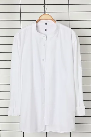 Trendyol White Regular Fit Comfortable Mandarin Collar Basic Plus Size Shirt