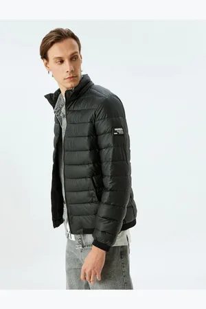 Koton Latex Fabric Slim Fit Puffer Jacket with Stand Collar Label Detail