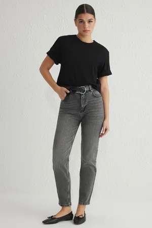 Trendyol Gray High Waist Comfort Mom Jeans