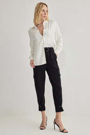 Trendyol Black Belted Cargo Woven Trousers