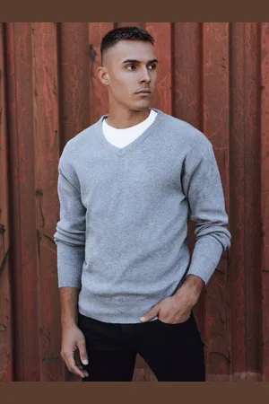 D-Street Sweter męski w serek jasnoszary
