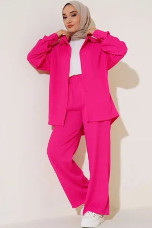 Bigdart T5858 Knitted Hijab Double Set - Fuchsia