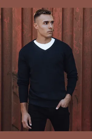 D-Street Sweter męski w serek granatowy