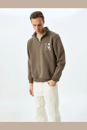 Koton Half Zipper Cotton Blend Printed Sweatshirt