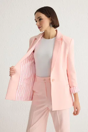 Trendyol Light Pink Striped Blazer Jacket