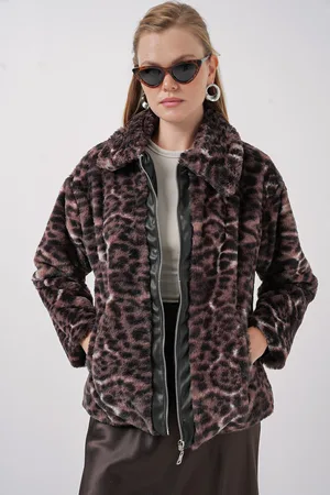 Bigdart 5203 Patterned Plush Coat Jacket - Brown
