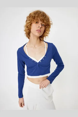 Koton Long Sleeve Buttoned V Neck T-Shirt