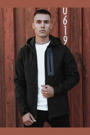 D-Street Kurtka męska przejściowa softshell z kapturem czarna