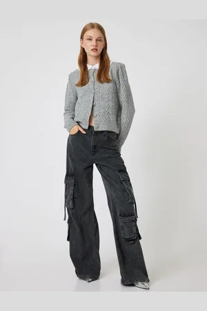 Koton Knitted Baby Collar Buttoned Textured Long Sleeve Cardigan