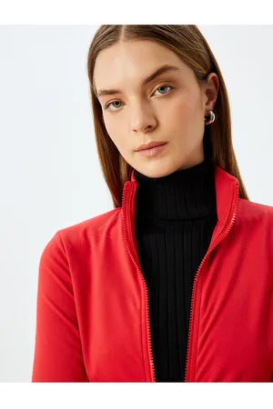 Koton Pocketed Slim Fit Stand Collar Zippered Fleece Sweatshirt
