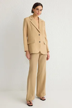 Trendyol Dark Beige Back Tie Detail Oversize Blazer Jacket