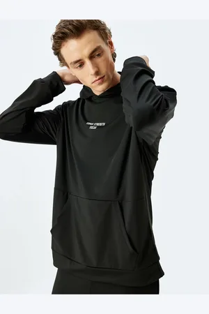 Koton Hooded Slogan Printed Interlock Fabric Sports Sweatshirt