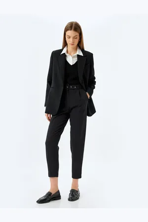 Koton Pocket Belt Detailed Short Leg Cigarette Fabric Trousers